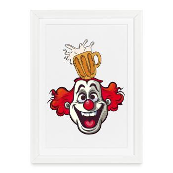 Clown with Beer Glass Splash Carnival Costume - Framed poster (27 × 37 cm) - white - Front