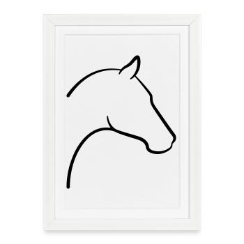 Contour de l’icône de la tête de cheval - Affiche encadrée (27 × 37 cm) - blanc - Devant