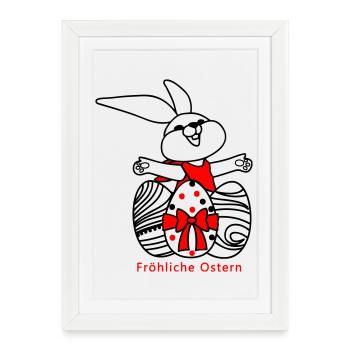 Happy Easter Easter Bunny - Framed poster (27 × 37 cm) - white - Front