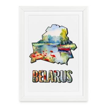 Watercolor Map of Belarus - Framed poster (27 × 37 cm) - white - Front