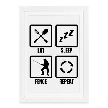 Fencer Daily Routine - Framed poster (27 × 37 cm) - white - Front