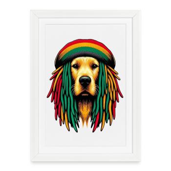 Chien Rasta Jamaïque Jamaïque Jamaïque Jamaïcain - Affiche encadrée (27 × 37 cm) - blanc - Devant