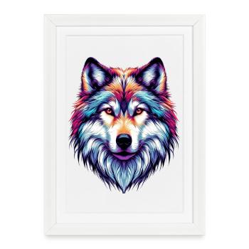 Wolf - Gerahmtes Poster (27 × 37 cm) - Weiß - Vorne
