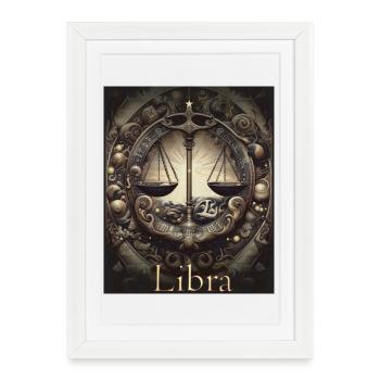 Libra Sternzeit Waage Sternzeichen - Waage - Gerahmtes Poster (27 × 37 cm) - Weiß - Vorne