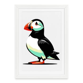 Puffin - Framed poster (27 × 37 cm) - white - Front