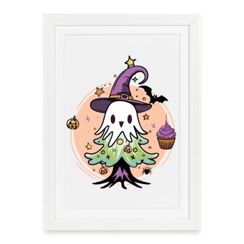 Ghost Xmas - Halloween Ghost in Christmas Tree Look - Framed poster (27 × 37 cm) - white - Front