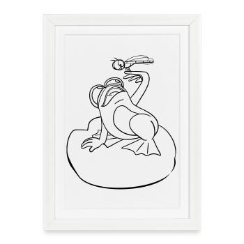 Page à colorier Grenouille Libellule illustrée à la main - Affiche encadrée (27 × 37 cm) - blanc - Devant