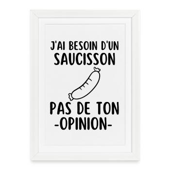 Saucisse humour - Affiche encadrée (27 × 37 cm) - blanc - Devant