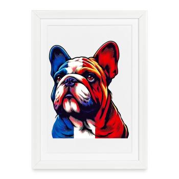 Bouledogue français Chien - Affiche encadrée (27 × 37 cm) - blanc - Devant