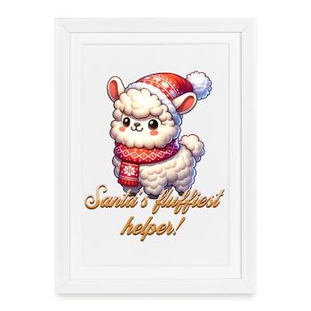 Alpaca - Santa's little helper! - Framed poster (27 × 37 cm) - white - Front