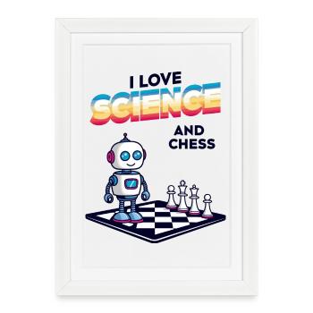 Science et échecs - Affiche encadrée (27 × 37 cm) - blanc - Devant