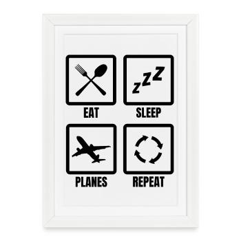 Passionné d’avion - Affiche encadrée (27 × 37 cm) - blanc - Devant