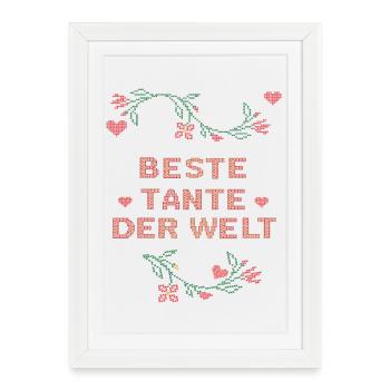meilleure tante du monde, Noël - Affiche encadrée (27 × 37 cm) - blanc - Devant
