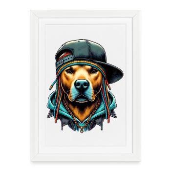 Chien - Affiche encadrée (27 × 37 cm) - blanc - Devant