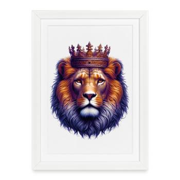 Lion - Framed poster (27 × 37 cm) - white - Front