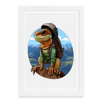 Lézards Alpiniste / Lézard de randonnée - Affiche encadrée (27 × 37 cm) - blanc - Devant