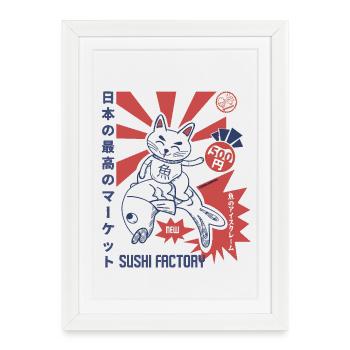 Sushi Factory Japonais sunburst - Affiche encadrée (27 × 37 cm) - blanc - Devant