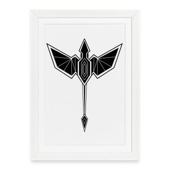 Dragon geometric tribal - Framed poster (27 × 37 cm) - white - Front