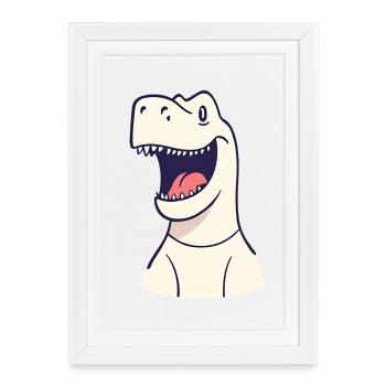 Drôle Cher Dino rieur dinosaure T rex - Affiche encadrée (27 × 37 cm) - blanc - Devant