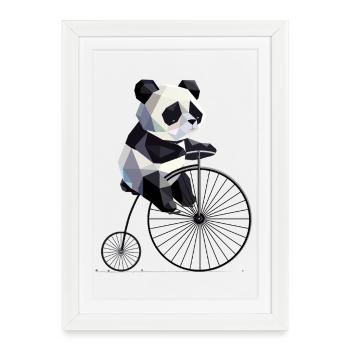 Panda on penny-farthing – retro meets animal love - Framed poster (27 × 37 cm) - white - Front