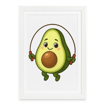 Cute Avocado Cartoon Sport Skipping Rope - Framed poster (27 × 37 cm) - white - Front