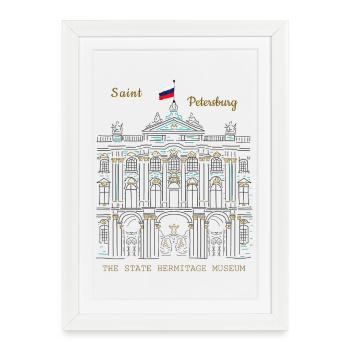 St. Petersburg, Hermitage Museum of Art, Drawing - Framed poster (27 × 37 cm) - white - Front