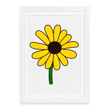 Minimalist Sunflower Design - Framed poster (27 × 37 cm) - white - Front