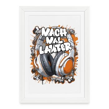 Graffiti-Headphones mit Slogan - Gerahmtes Poster (27 × 37 cm) - Weiß - Vorne