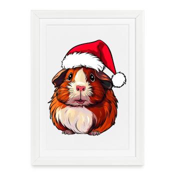 Cochon d'Inde du Père Noël - Affiche encadrée (27 × 37 cm) - blanc - Devant