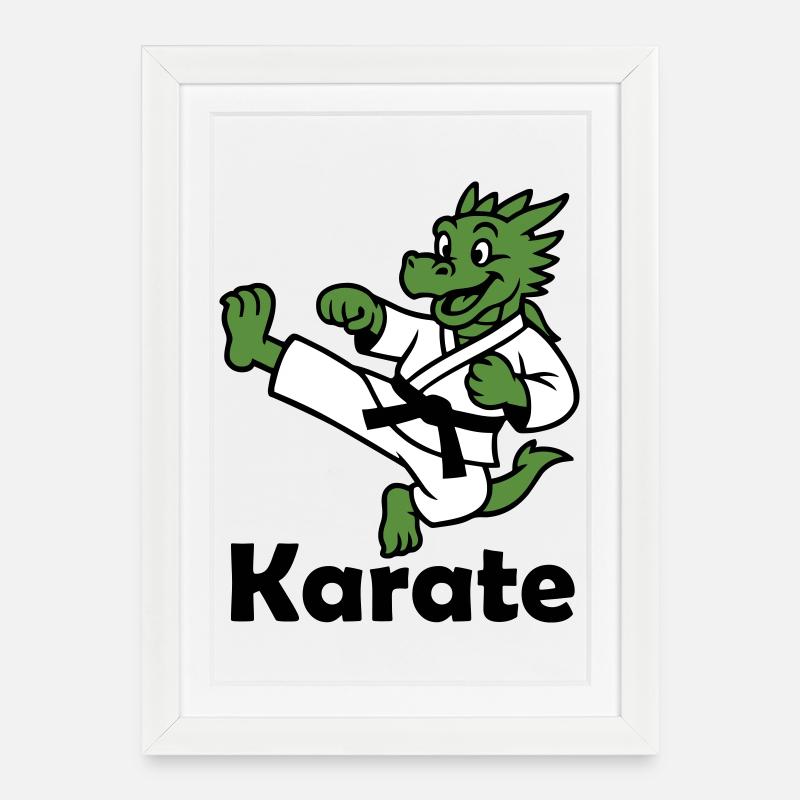 Karate Drache - Gerahmtes Poster (27 × 37 cm) - Weiß