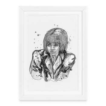 Timide dessin carographique en noir et blanc - Affiche encadrée (27 × 37 cm) - blanc - Devant