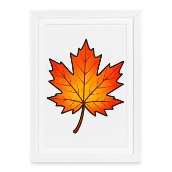 Autumnal maple leaf print - Framed poster (27 × 37 cm) - white - Front
