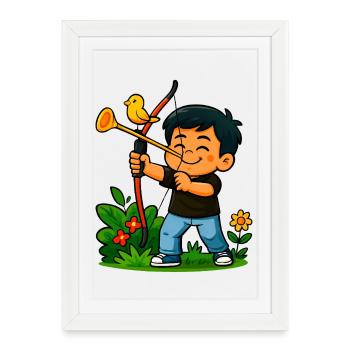 Forest Adventure Bow Art - Framed poster (27 × 37 cm) - white - Front