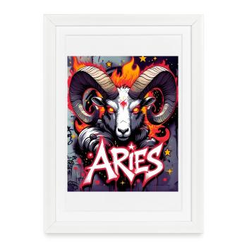Bélier - Affiche encadrée (27 × 37 cm) - blanc - Devant