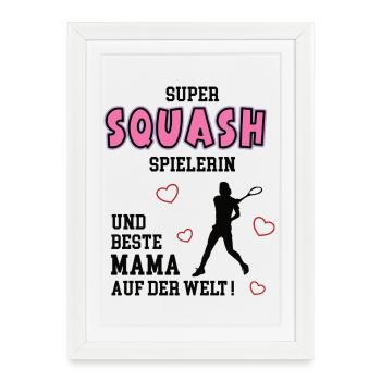 Joueur de squash, maman, joueur de squash, mère, épouse - Affiche encadrée (27 × 37 cm) - blanc - Devant