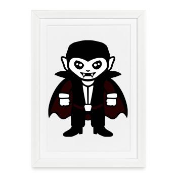 Costume mignon de Vampire Evil Dracula pour Halloween - Affiche encadrée (27 × 37 cm) - blanc - Devant