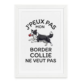 Puppy Border Collie Ball - Framed poster (27 × 37 cm) - white - Front