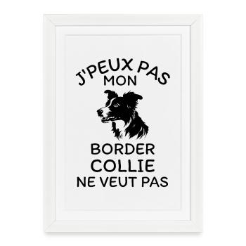 Je vous aime bien mais je préfère mon border colli - Affiche encadrée (27 × 37 cm) - blanc - Devant