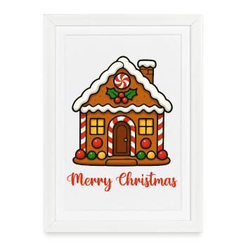 Maison en pain d’épice Rêves de Noël - Affiche encadrée (27 × 37 cm) - blanc - Devant