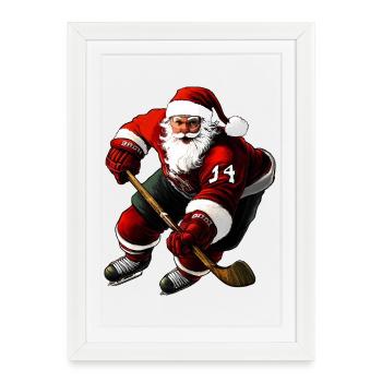 Joueurs de hockey sur glace de Noël - Affiche encadrée (27 × 37 cm) - blanc - Devant
