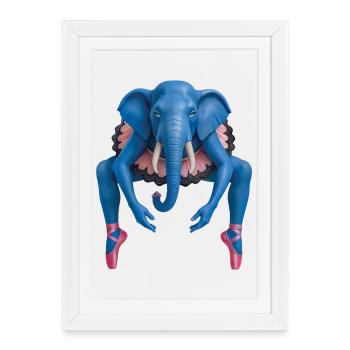 BALLERINA ELEPHANT - animals - Framed poster (27 × 37 cm) - white - Front