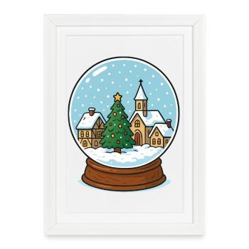 Winter Village in Snow Globe - Framed poster (27 × 37 cm) - white - Front