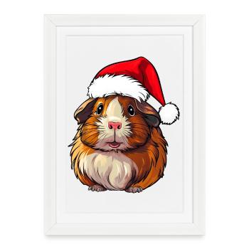 Cochons d'Inde de Noël - Affiche encadrée (27 × 37 cm) - blanc - Devant