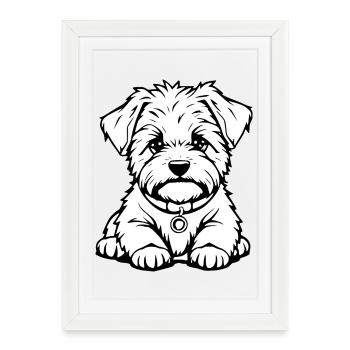 Chien Blanc Noir et Blanc - Affiche encadrée (27 × 37 cm) - blanc - Devant