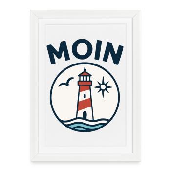 Motif du phare au bord de la mer - Affiche encadrée (27 × 37 cm) - blanc - Devant