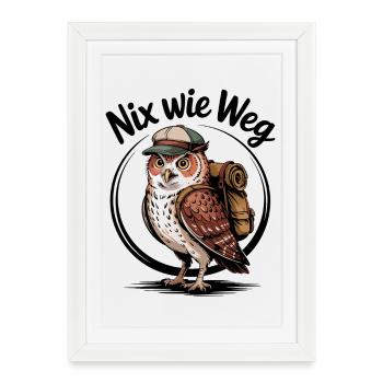 Allons-y WanderEule - Affiche encadrée (27 × 37 cm) - blanc - Devant