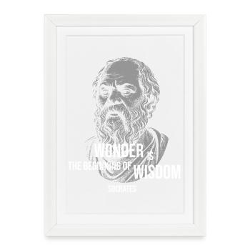 Socrates Wonder Quote Tee - Framed poster (27 × 37 cm) - white - Front