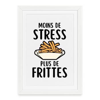 Frites en bol Cartoon Doré - Affiche encadrée (27 × 37 cm) - blanc - Devant
