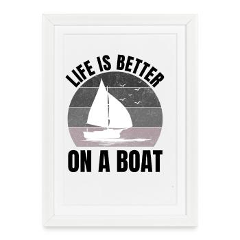 Boat Lover Boaters Sailing Sailor Sailboat Fishing - Framed poster (27 × 37 cm) - white - Front