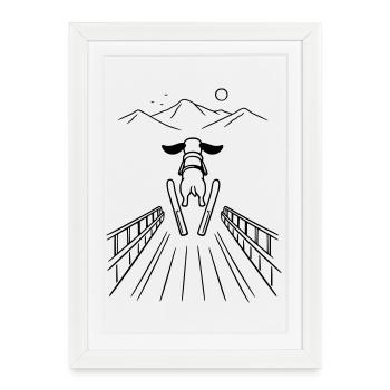 Dachshund Ski Jumping Ski Jumping Winter Sports - Framed poster (27 × 37 cm) - white - Front